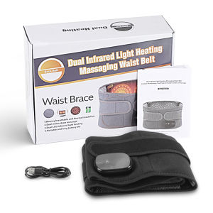 Hailicare | Dual Red Light Heating Vibration Massager Belt 3Gear Hot Compress Waist Support Brace USB Waist Back Massage Lumbar Support Belt