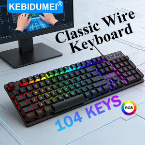 KEBIDUMEI RGB Wired Keyboard USB Classic Gaming Keyboard Ergonomic 104 Keys Esports Keyboard Computer Accessorie For PC Laptop
