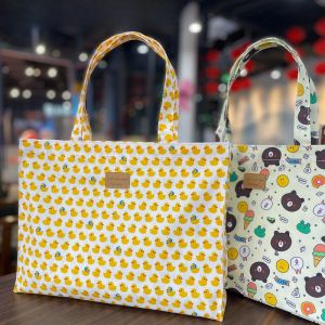 Cartoon Oxford Cloth Waterproof A4 File Bag Single Shoulder Handheld Zipper Student Tutoring Book Bag Casual Tote Bag