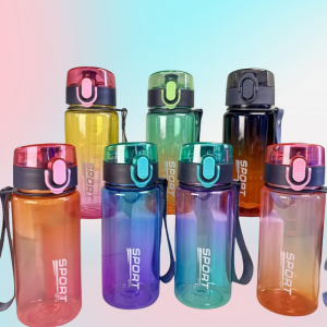 Gradient Sports Water Bottle with Easy-Carry Strap Leak-Proof PC Material BPA-Free Ideal for Gym Hiking