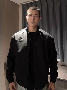 Cleanfit Black Stand-up Collar Short Outwear Mens Spring and Autumn Fancy Coach Jacket Trendy Pilot Jacket