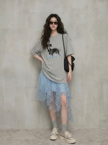 GULILI | Korean Style Polka Dot Irregular Skirt Set