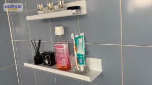 ชั้นวางติดผนัง แบบไม่ต้องเจาะ วางอุปกรณ์ ตกแต่งบ้าน วางโชว์สินค้า อะคริลิคเนื้อหนา เกรดพรีเมียม 3 สี ใส/ขาว/ดำ