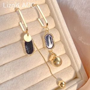Unique Asymmetric Earrings Uncommon Design High-end Black Ear Studs Trendy 2024 New Year Novelty Fashion Earrings for Women