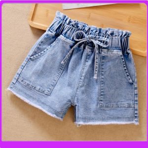 Quần Short Denim Mỏng Cho Bé Gái Mùa Hè Quần Dài Thường Ngày Bằng Vải Cotton Cạp Cao Thoải Mái Mặc Ngoài Trời
