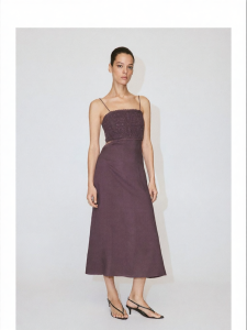 Mango | 2026 Autumn/Winter New Beaded Embroidered Waist Cutout Slip Dress