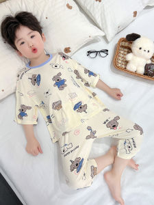 Boys Summer Sleepwear Modal Thin Sleeve Air Conditioning Suit Childrens Home Clothes Cute Cartoon Style 1-18 Years Old