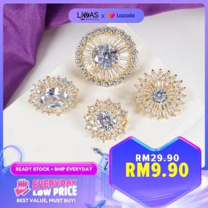 Kerongsang Bahu Pin Tudung Zircon Brooch Mewah Murah Luxury Comel Cute Brooches Hijab Pins Muslimah Fashion Jewellery | LIVAS Fashion