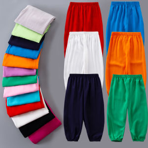 Childrens Mosquito-Resistant Cotton Silk Long Pants Summer Black Baby Artificial Cotton Sleepwear Girls Lantern Pants