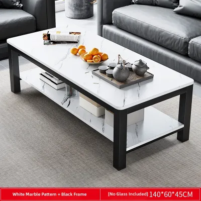 xinyafitment | Living Room Coffee Table Tempered Glass Fake Marble Small Space Minimalist