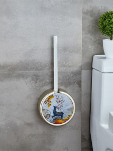 Wall-Mounted Toilet Brush Set Home Use Cleaning Tool Bathroom Corner Cleaner Plastic Durable Toilet Brush No Drilling Required