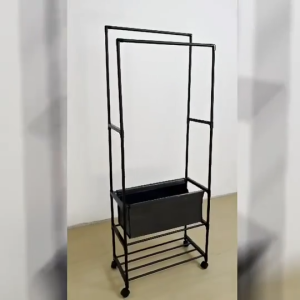 Liviro  Stand Hanger Besi Kokoh 2 Layer Rak Gantung Gawang Baju Serbaguna Rak Jemuran Berdiri Rak