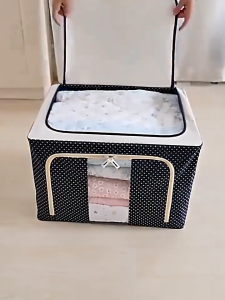 110L Foldable Storage Box Organizer For Clothes Waterproof With Steel Frame With Window With Lid