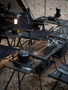 Outdoor Camping Foldable Small Table Portable Picnic IGT Multi-Functional Kitchen Aluminum Alloy Table and Chair Full Set Instrument