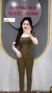 Đồ Bộ Cổ Vuông Tay Ngắn Quần Baggy chất liệu vải gân đũa lạnh đồ bộ ủ kem đồ bộ mặc nhà size từ 35-80kg