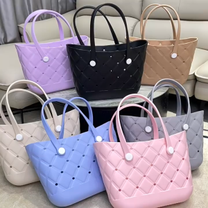 EERSHENSHI กระเป๋าถือแบบเปิดโล่งผ้าEVA ดีไซน์ลายตาราง แฟชั่นทันสมัยสำหรับใช้งานกลางแจ้ง