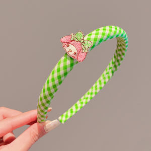 Childrens Hairband Girls Plaid Hair Clip Headwear Little Girls Fringe Hair Clip Edge Hair Accessory Hairband Korean Style