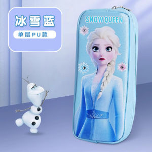 Disney Large Capacity Pencil Case Stain-Resistant Stationery Box Pencil Box Female Kids Primary School Grade One Cute Young Adult Heart Multi-Functional Stationery Case INS Frozen Cartoon Anime Canvas Pen Bag Pencil Case