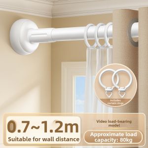 WEILAISHI | No-Drill No-Nail Installation Curtain Rod Silent Glide Track