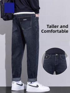 ROMON | Romon Mens Jeans Loose Straight Leg Washed Blue Spring Autumn New Style Casual Long Trousers Youth Trend Cotton Polyester Blend