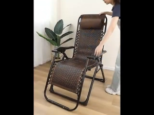 2 in 1 Rattan Chair Recliner Chair Folding Chair Portable Bed Single Heavy Duty Ergonomic Design Outdoor Balcony Chair Sofa Chair Lunch Break Bed Office Adult Nap Bed for Home