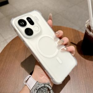 Ốp Điện Thoại Chống Sốc Trong Suốt Mờ Có Nam Châm Kèm Bảo Vệ Ống Kính Dành Cho OPPO Find X7 X8 Ultra X8s+ X9 Reno 12 13 14 15 Pro - Polyurethane Nhiệt Dẻo