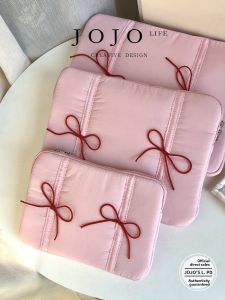 JOJOS L. PD.clusion Tablet Computer Bag with Elastic Bow Tie Stylish Polyester Material Cute Style Handheld Briefcase