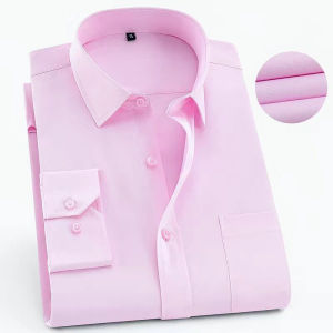 Mens Long Sleeved Shirt Business Casual Classic Plaid Striped Checked Blue Purple Male Social Dress Shirts for Man Button Shirt