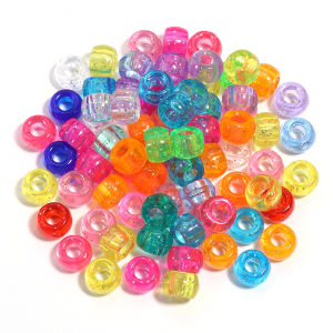 200pcs 6x9mm Colorful Pony Beads Fashion Big Hole Acrylic Beads Kids DIY Bracelet Necklace Making HandCrafts Girls Hair Beads