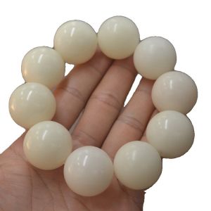 Large Size White Jade Buddha Beads Bracelet round Pearl Hand Chain Plaything Bodhi Seed Mala Modern Wooden Craft Jewelry