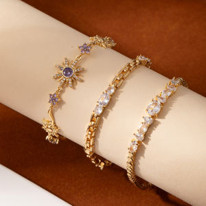 2025 trend personality Gold 18k gold plated punk bracelet  quality fine beautiful women luxury zircon jewellry flower bangle