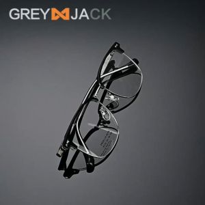 Grey Jack Frame Kacamata Kotak Model Half Bahan TR90+Metal Ringan Fashion Pria Wanita Bisa Minus Antiradiasi Bluecromic 8030
