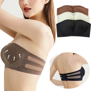 Yingbao Non Slip Women Underwear Strapless Bra Padded Bandeau Push Up Wireless Seamless Comfortable Tube Top Bralette