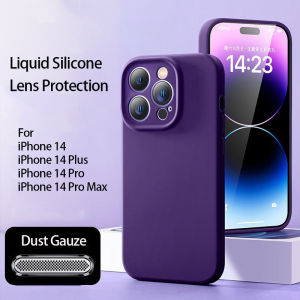 [With Lens Film] FLOVEME Skin Feeling Liquid Silicone Phone Case For iPhone 14 13 12 Pro Max 14 Plus Lens Protection Dustproof Shockproof TPU Soft Back Cover For iPhone 14 13 12