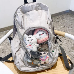Large Capacity Dual Shoulder Bag Cultural Subgroup Travel Casual Doll Transparent JK Pain Bag Youth Leisure Shopping Mall Sales