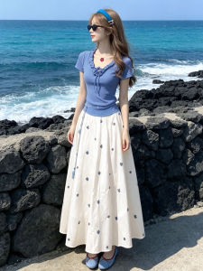 Y6Y | Stylish Short Petite Two-Piece Set Long Skirt