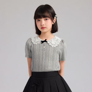 iplant | College Style Lace Slim Fit Short Sleeve Girls T-Shirt