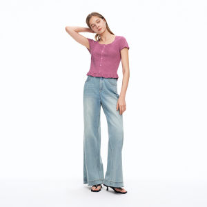 DUSHU | Straight Leg Flared Jeans Pants