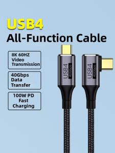 High-Speed USB4 Type-C Data Cable Dual-Head DisplayPort 1.4 40Gbps Fast Charging 100W Video Line Projector Compatible with Apple Huawei Computers