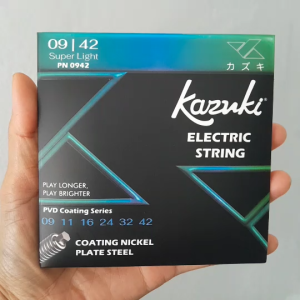 สายกีต้าร์ไฟฟ้า Kazuki สายเคลือบPVD Coating กันสึกกร่อน คุณภาพดี (1ชุดครบ6สาย) แถมปิ๊ก2ตัว ส่งไว!!