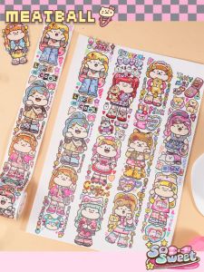 Miếng Dán Giấy Di Động Dễ Thương Chủ Đề Y2K Mới Meatball Sticker Adhesive Paper Sticker Cool Sweet Bé Gái Sticker Journal Sticker