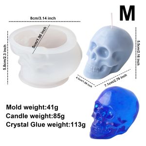 3D Skull Silicone Mold DIY Large Skull Desktop Ornament Epoxy Resin Candle Mold Skull Sculpture Halloween Home Decoration Mold