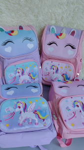 Cute Unicorn Design School Backpack Large Capacity Trendy Pink & Purple School Bag for Elementary Students Girls