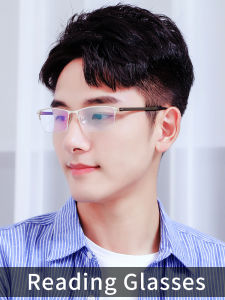 Kính Đọc Sách Chống ánh sáng xanh chống mệt mỏi gọng kim loại nửa gọng lúp kính lão Thấu kính bằng nhựa quang học cho nam giới