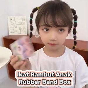 Rubber Band Box Set Karet Rambut Polos Anak Remaja Warna-warni + Kotak Penyimpanan [6 Varian]