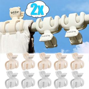 2Pcs Little Bear Drying Clip Sunning Quilt Wind Proof Large Plastic Traceless Anti-Slip Clip Fixing Clothes Clip Wide Opening Towel Chair Clip