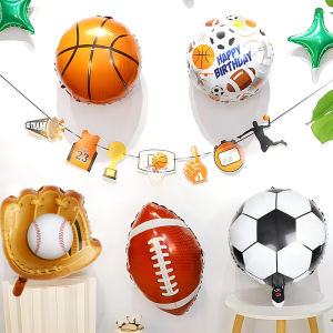 New Sport Theme 4D Football Rugby Basketball Baseball Balloons Children Boys Birthday Party Activity Decoration Cartoon Elements