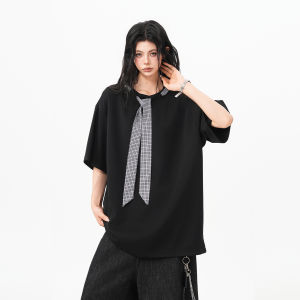 BWKA | Nautical Check Tie Patched Loose T-Shirt