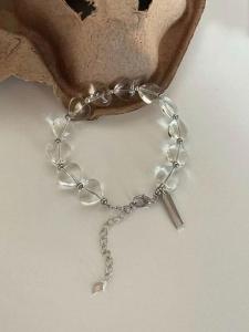 White Crystal Bracelet Womens Luxury Irregular Summer Transparent Couple Heart Bracelet Bead Jewelry Fashion Accessories