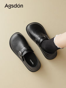 Womens Thick Bottom Loafers 2025 New Autumn Winter Black British Style Small Leather Shoes Commute Retro Birkenstock Single Shoes
